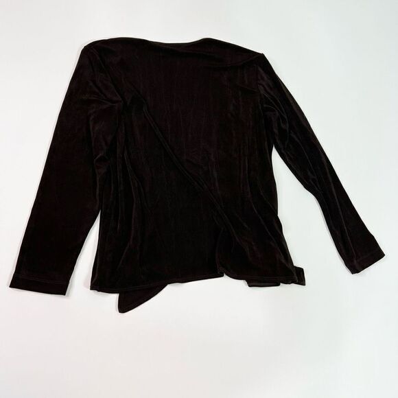 Chicos Travelers Cardigan Women's 1 Medium Brown Open Front Classic Long Sleeve - Picture 4 of 5